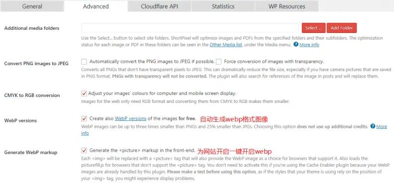 shortpixel生成webp图像