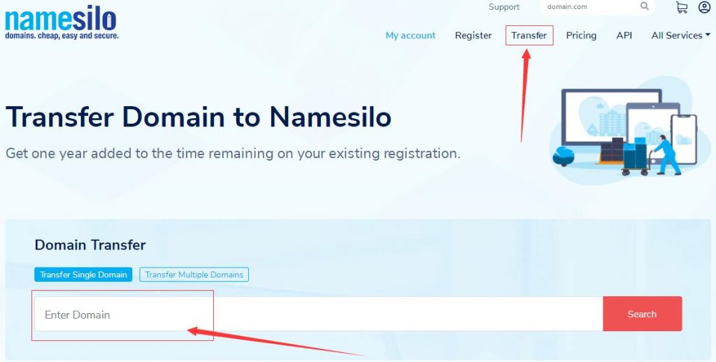 转入域名到Namesilo